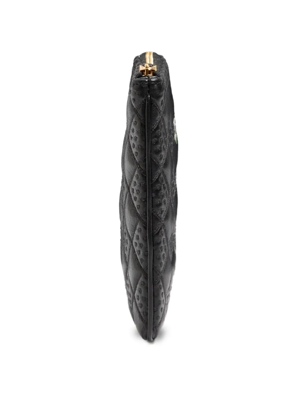 Valentino Garavani Flutterby clutch van glanzend nappa leer met geborduurde vlinder Zwart