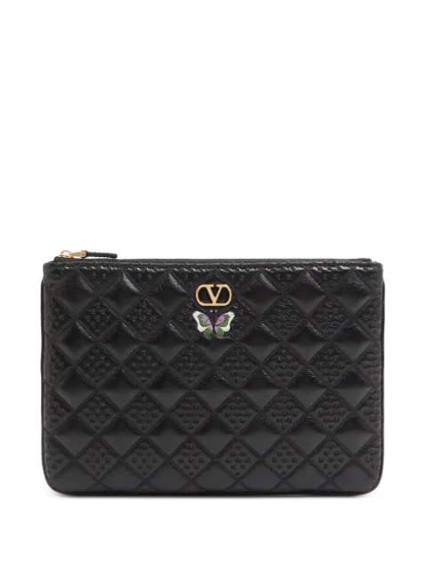 Valentino Garavani Flutterby clutch i skinnende nappa-læder med sommerfuglebroderi