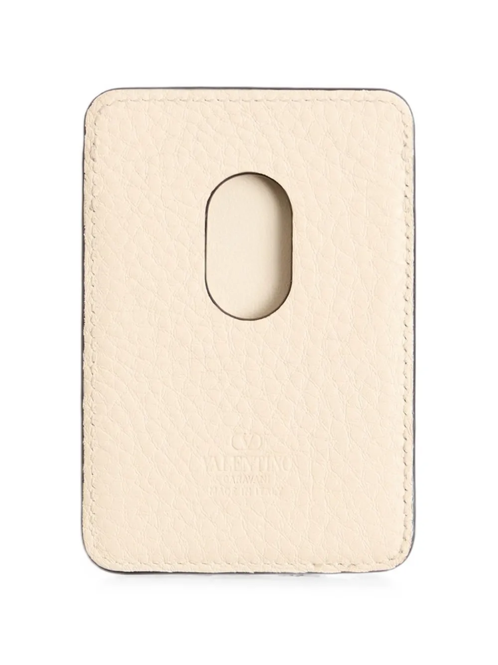 Valentino Garavani Rockstud magnetische pasjeshouder van korrelig kalfsleer Beige