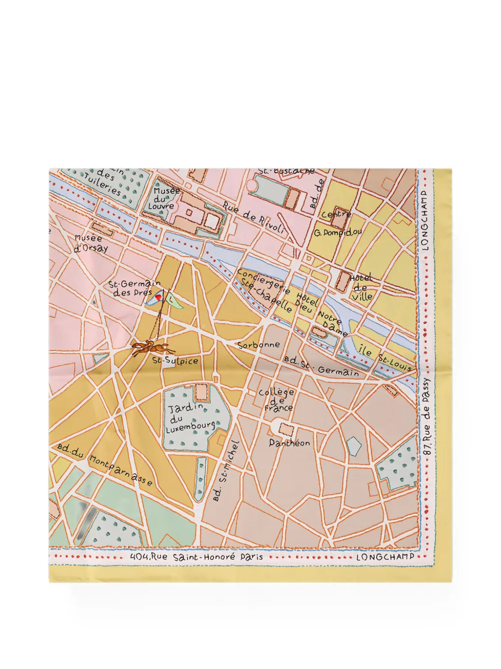 Longchamp A la Découverte de Paris silk scarf - Giallo