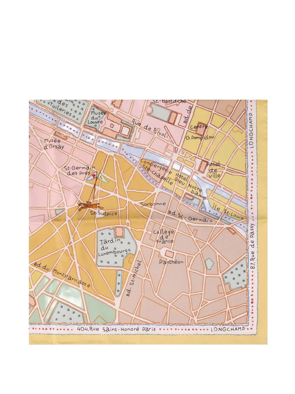 Longchamp A la Découverte de Paris silk scarf - Giallo