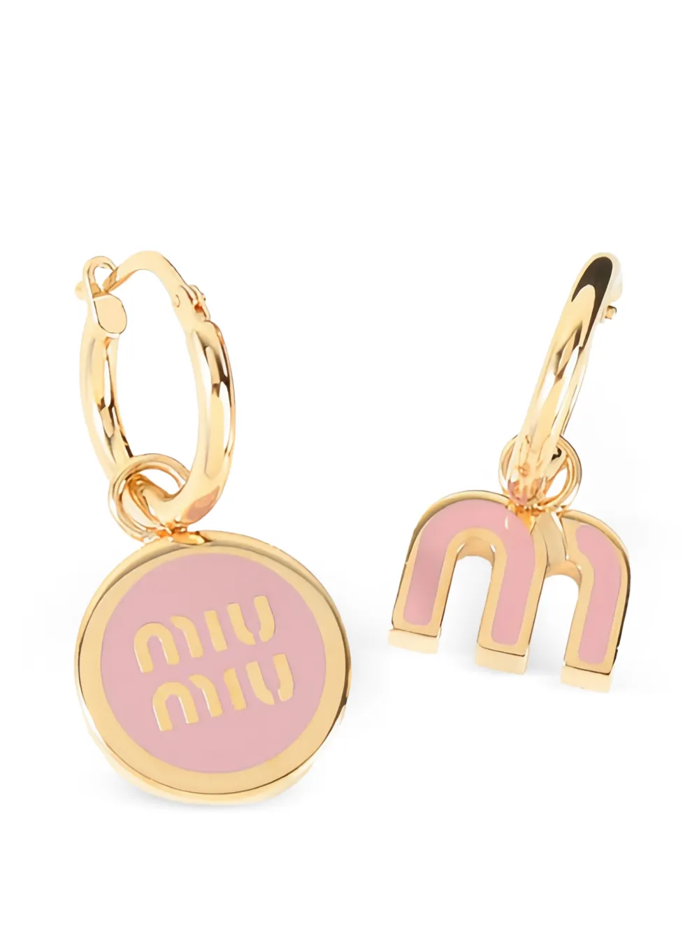 Miu Miu logo-pendant hoop set of three earrings - Oro