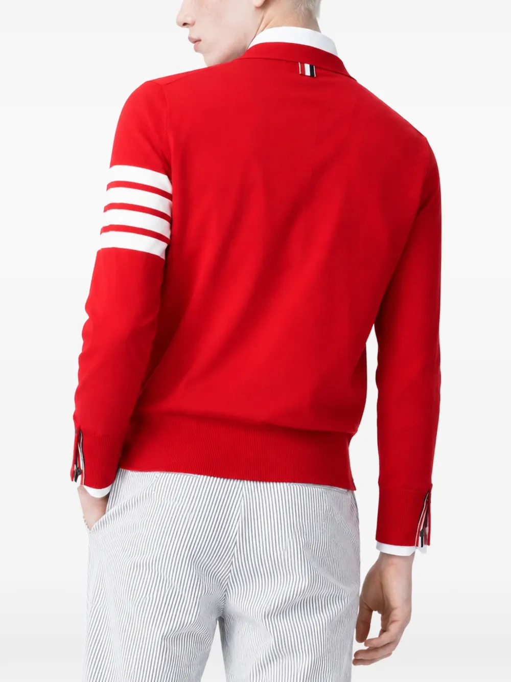 Thom Browne 4-Bar merino wool cardigan Rood