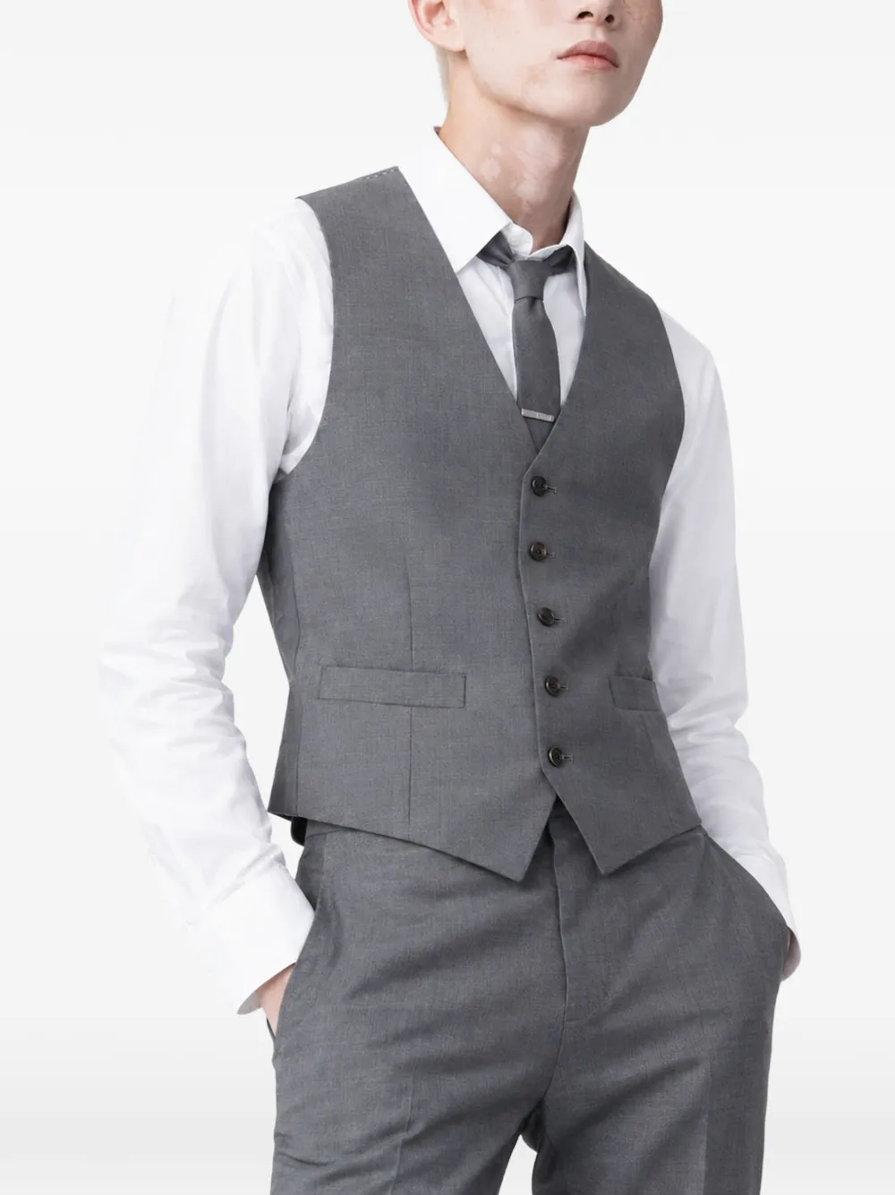 Thom Browne Super 120s twill top met 5 knopen Grijs
