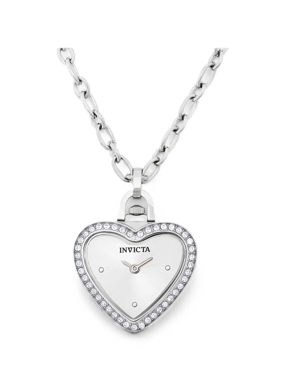 Invicta Mini Angel Heart-shaped Crystal-embellished 28mm Necklace Watch In White
