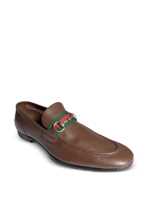 Gucci ウェブストライプ ホースビット ローファー | ブラウン