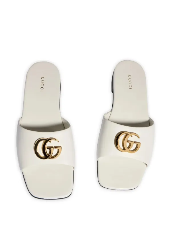 GUCCI ダブルG レザーサンダル ホワイト Gucci ダブルG レザーサンダル | ホワイト | FARFETCH JP