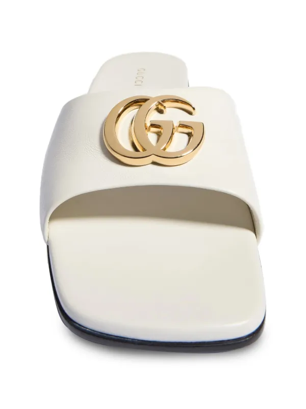 GUCCI ダブルG レザーサンダル ホワイト Gucci ダブルG レザーサンダル | ホワイト | FARFETCH JP