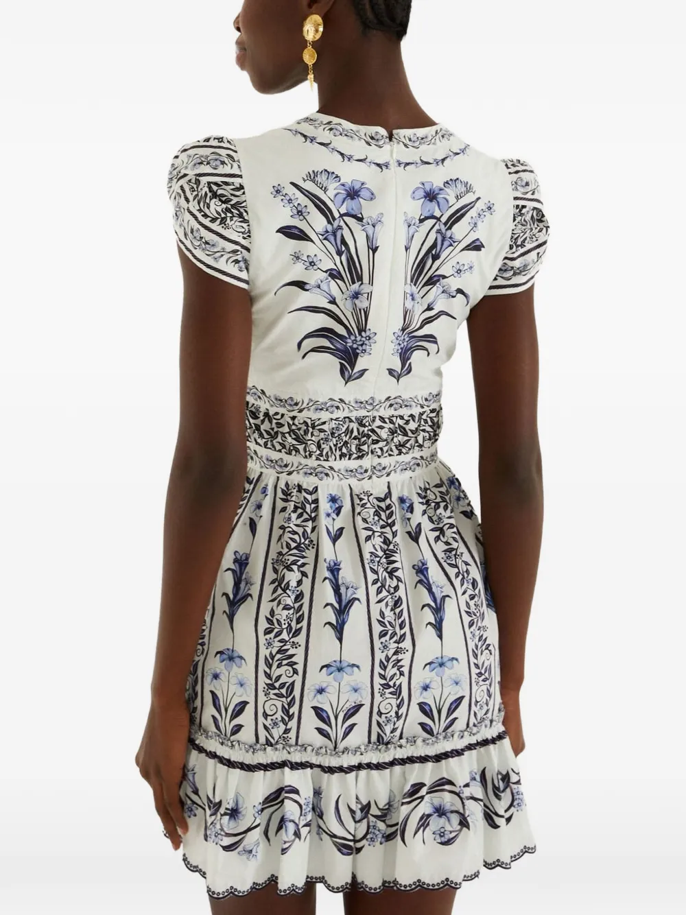FARM Rio Mini-jurk met bloemenprint en ruches Wit