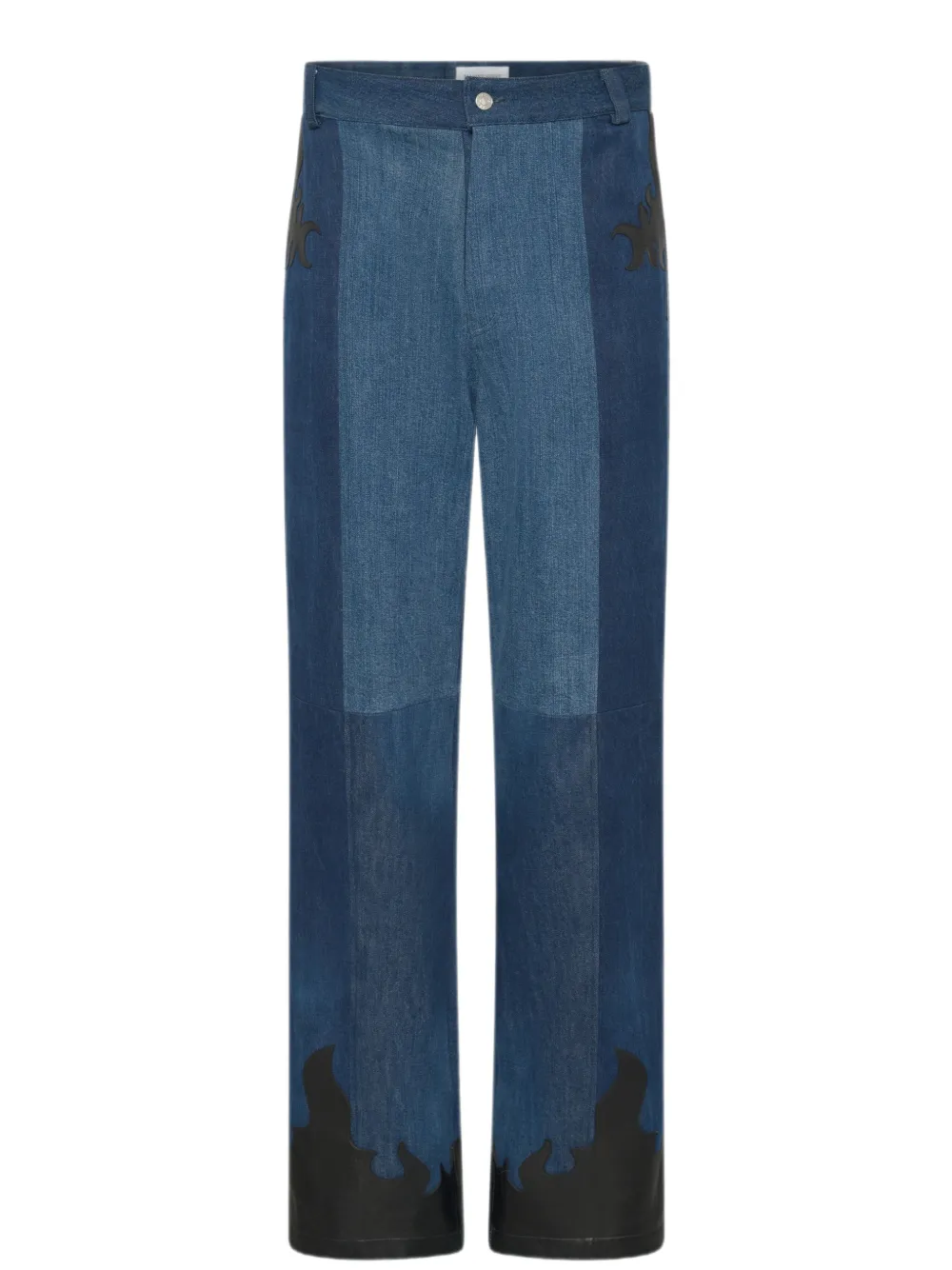 Marine Serre Jeans met wijde pijpen Blauw
