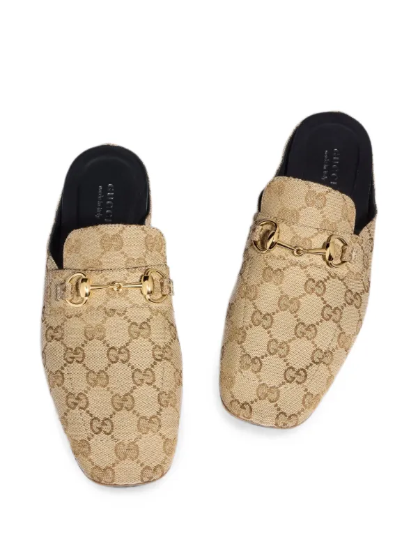 Gucci Ragazzo Horsebit GG Supreme Mules | Neutrals | FARFETCH