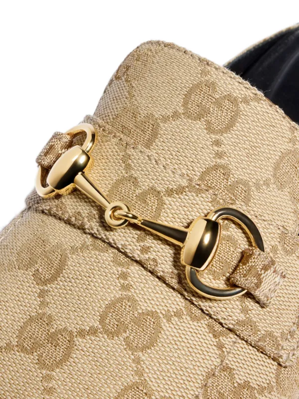 GUCCI グッチ ベージュ ポインテッドトゥ ミュール 38C 25cm位 Gucci Ragazzo Horsebit GG Supreme Mules | Neutrals | FARFETCH
