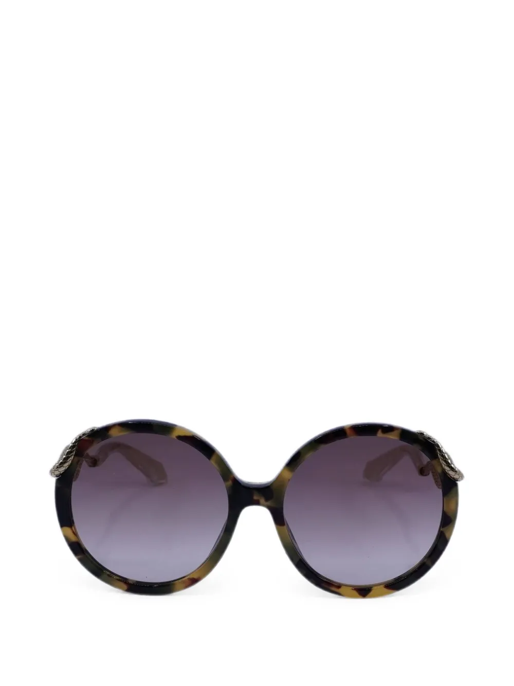 Roberto Cavalli snake-detail round-frame sunglasses - Marrone