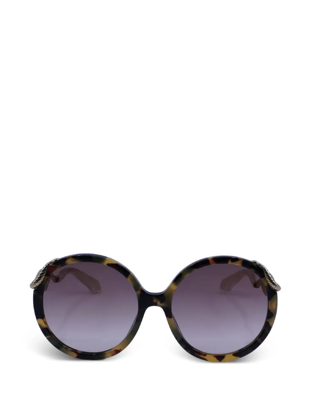 Roberto Cavalli snake-detail round-frame sunglasses - Marrone