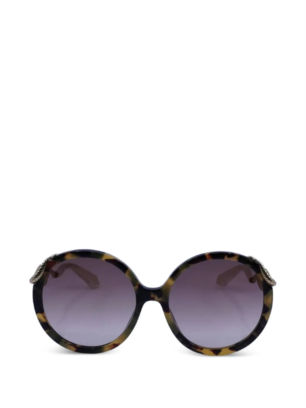 Roberto Cavalli snake-detail round-frame sunglasses - Marrone