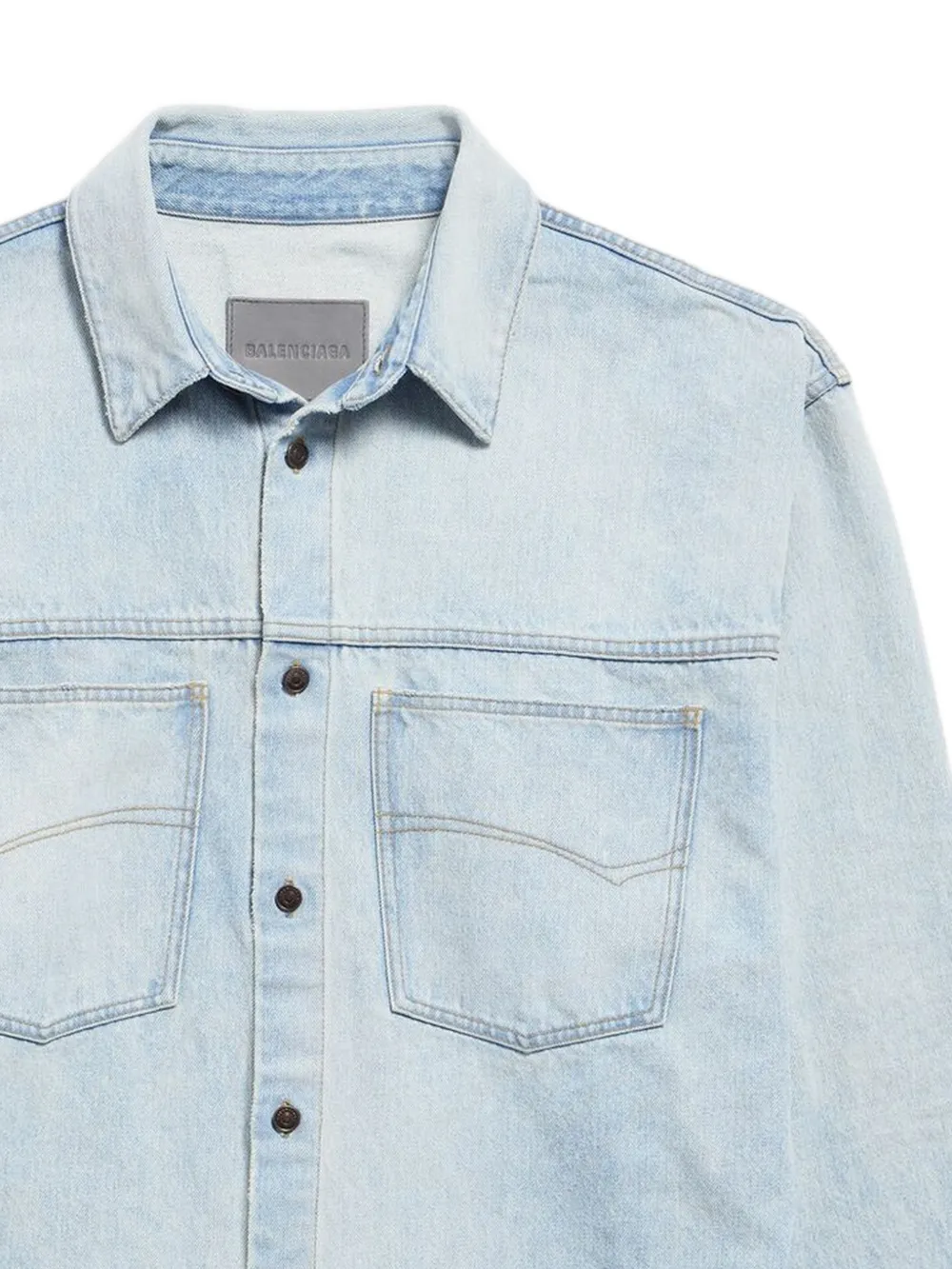 Balenciaga Button-up denim jack Blauw