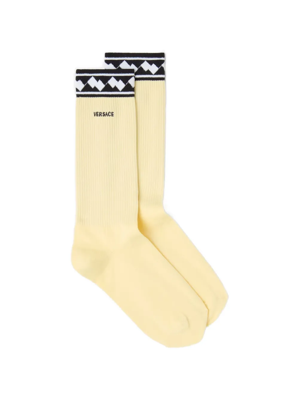 Versace Logo-motif Ribbed Socks In Yellow