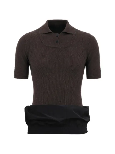 ALAINPAUL ribbed-knit short-sleeve polo shirt