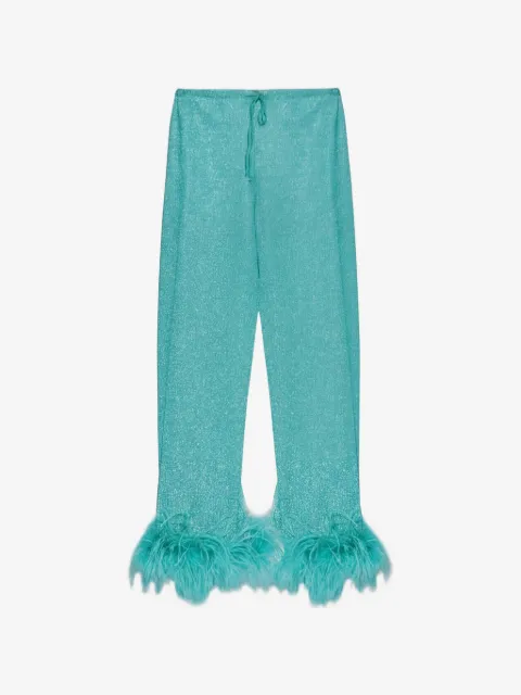 Oséree feather-trim trousers