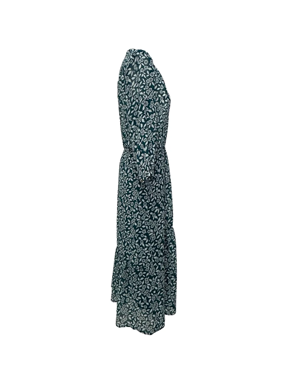 Pre-owned Ba&sh Bonnie Floral-print Shirt Midi Dress In Green