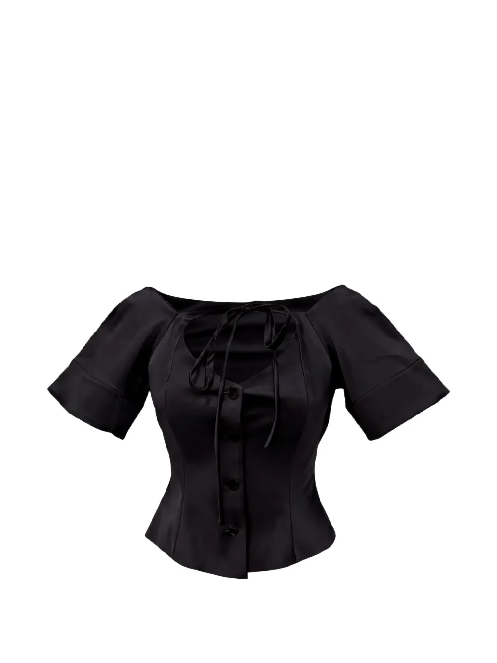 GANNI halterneck button-up blouse - Nero