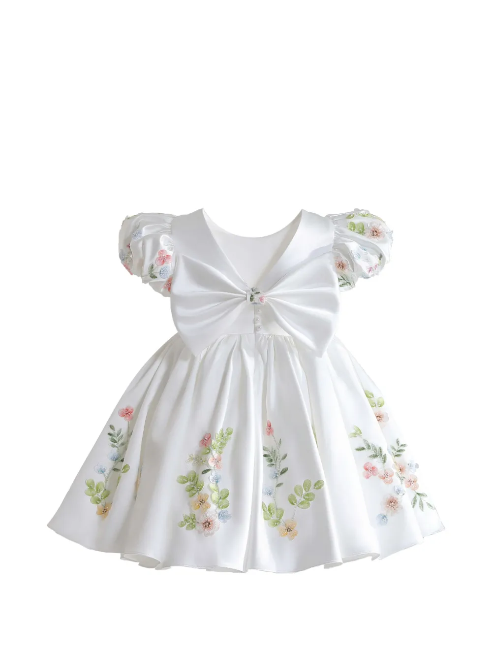 Tulleen Kiara jurk met geborduurde bloemen Wit