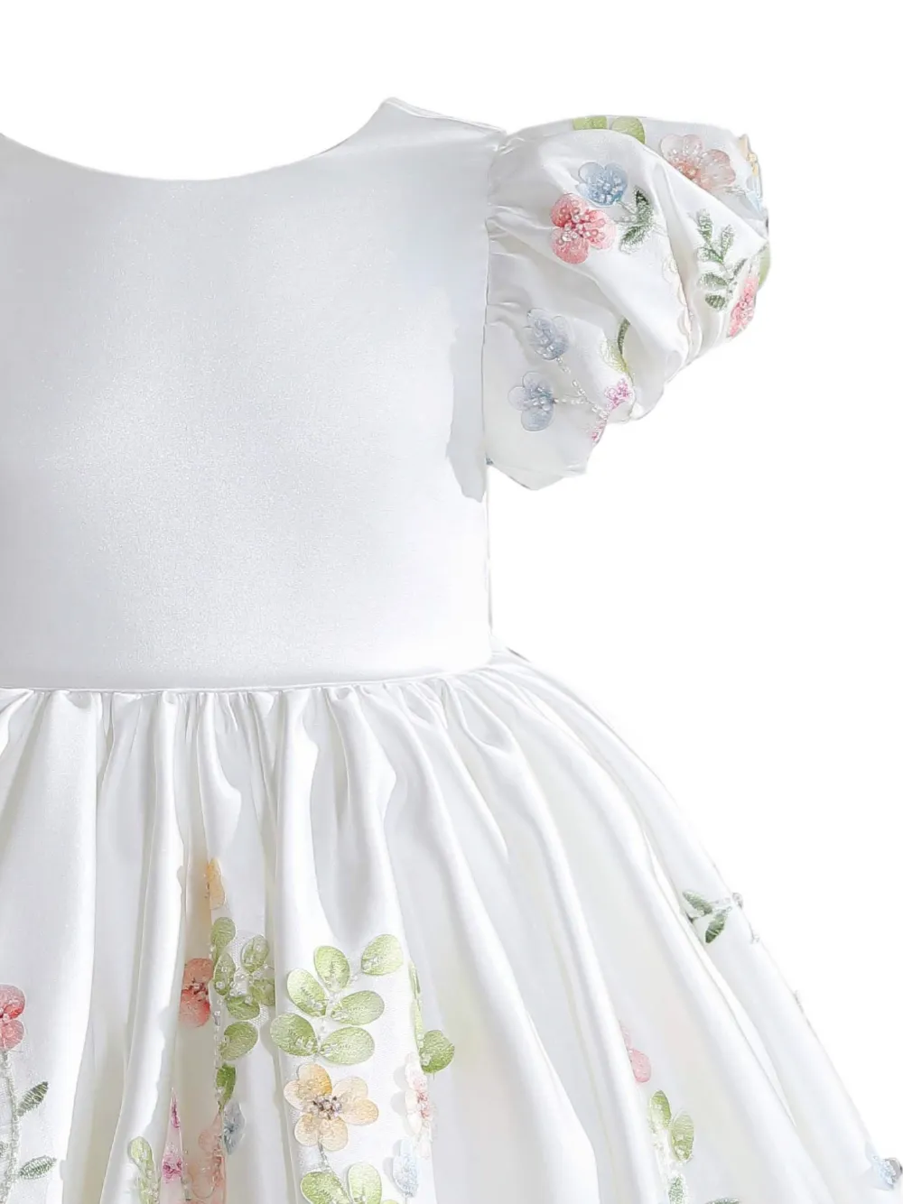 Tulleen Kiara jurk met geborduurde bloemen Wit