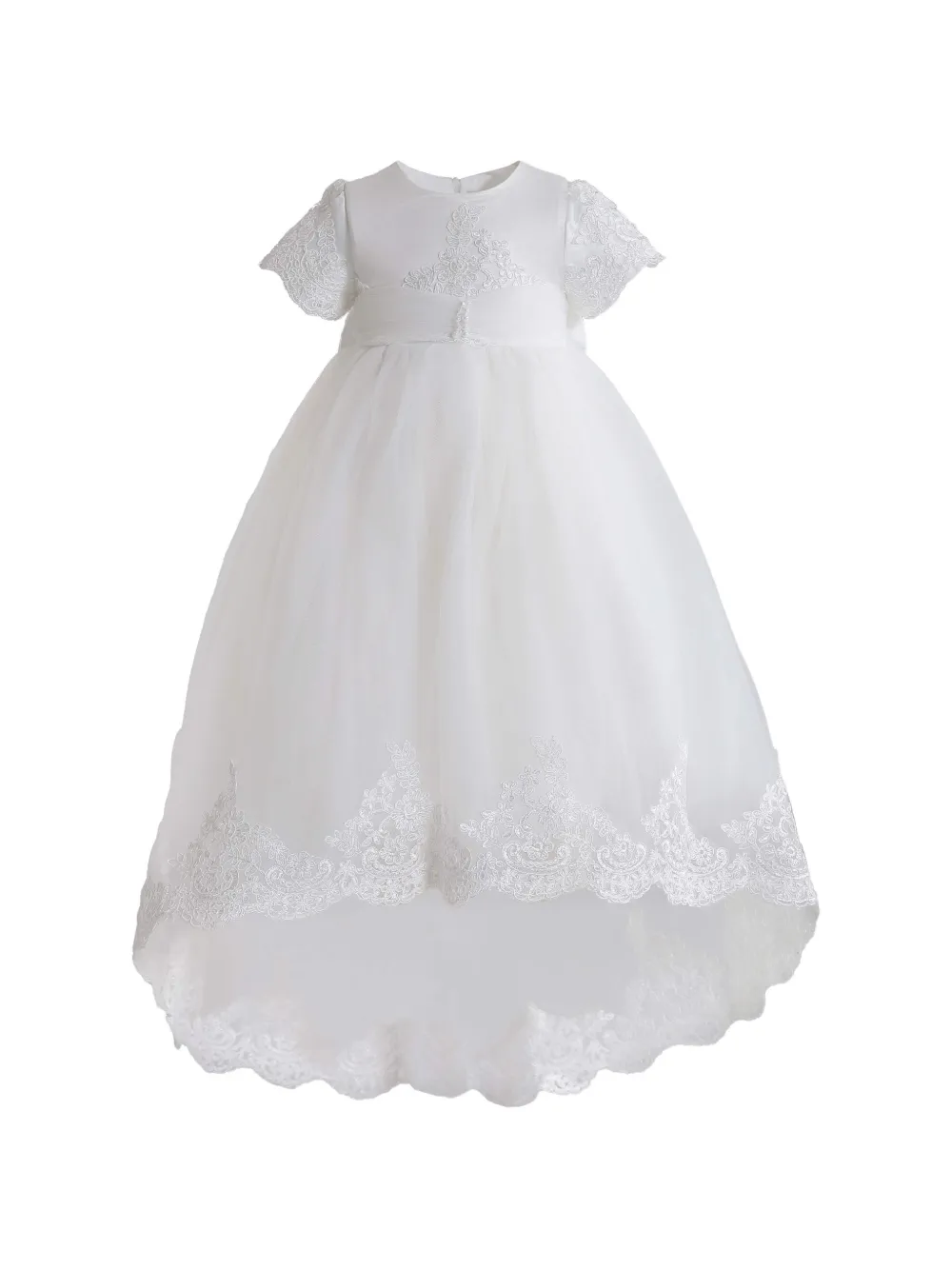Tulleen Paloma lace-trim high-low dress - White