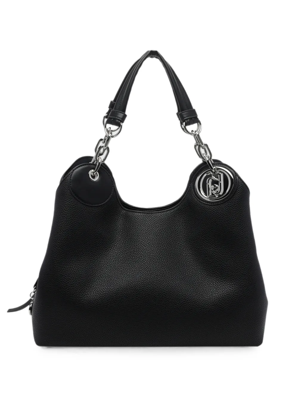 LIU JO medium logo-plaque chain-link shoulder bag - Nero