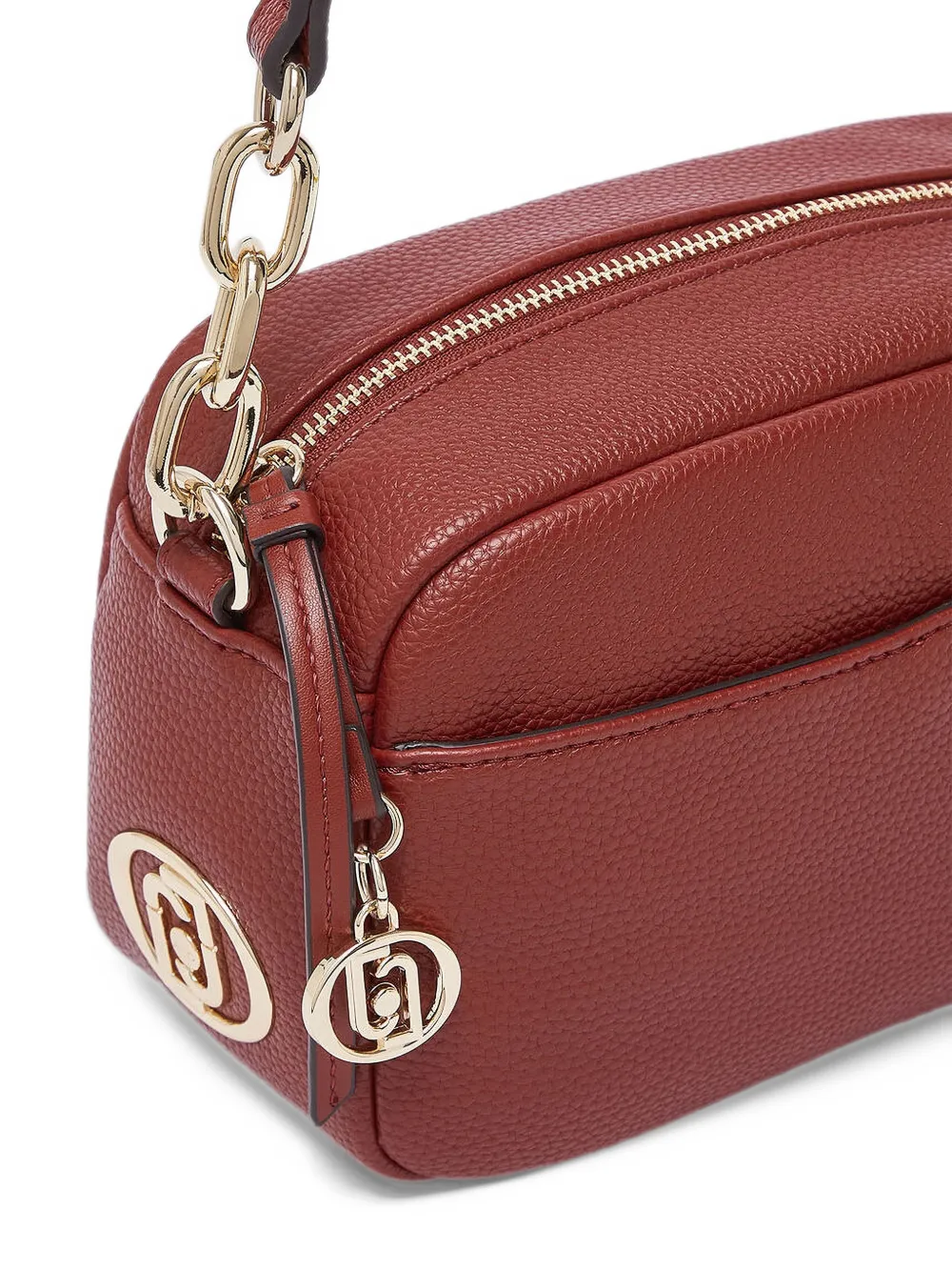 LIU JO Medium crossbodytas met bewerkt effect en logoplakkaat Rood