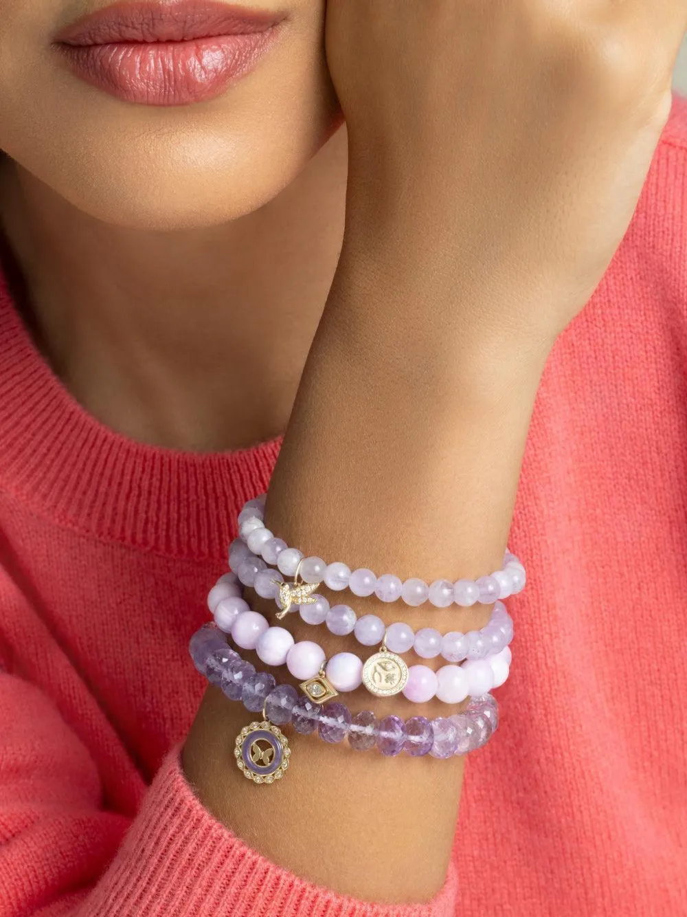 Sydney Evan Butterfly-charm Multi-stone Bracelet in Gold, view 2