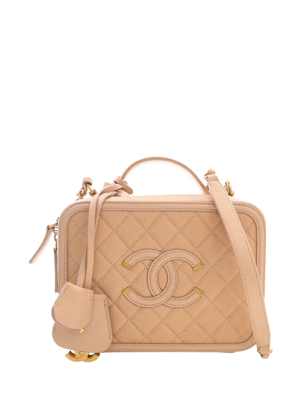 CHANEL Pre-Owned Borsa a tracolla CC Filigree media in pelle Caviar 2016-2017 - Toni neutri