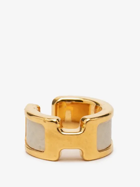 Hermès Pre-Owned 2020-2026 Gold Plated and Epsom Olympe Ear Cuff costume earrings