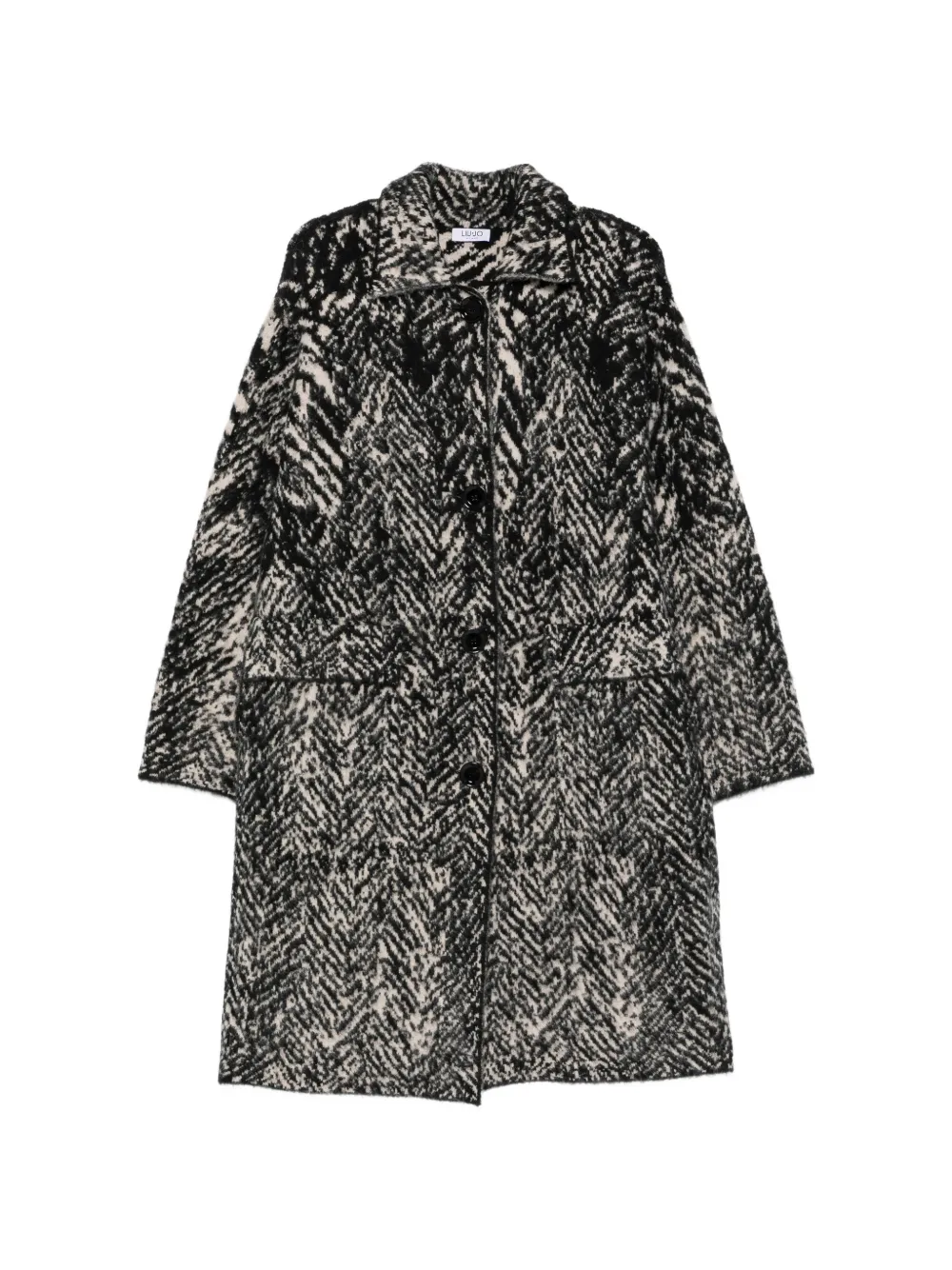 LIU JO herringbone-knit coat - Nero