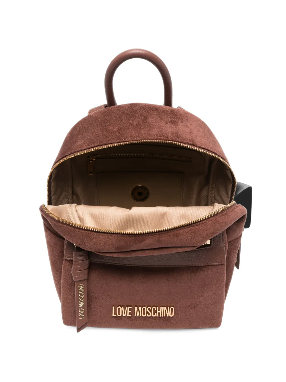 Love Moschino logo-plaque faux-suede backpack Bruin