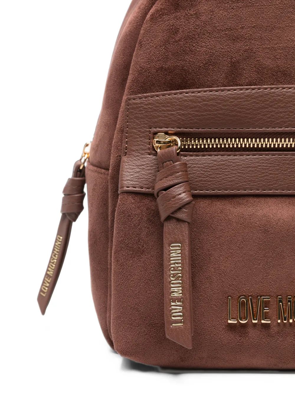 Love Moschino logo-plaque faux-suede backpack Bruin