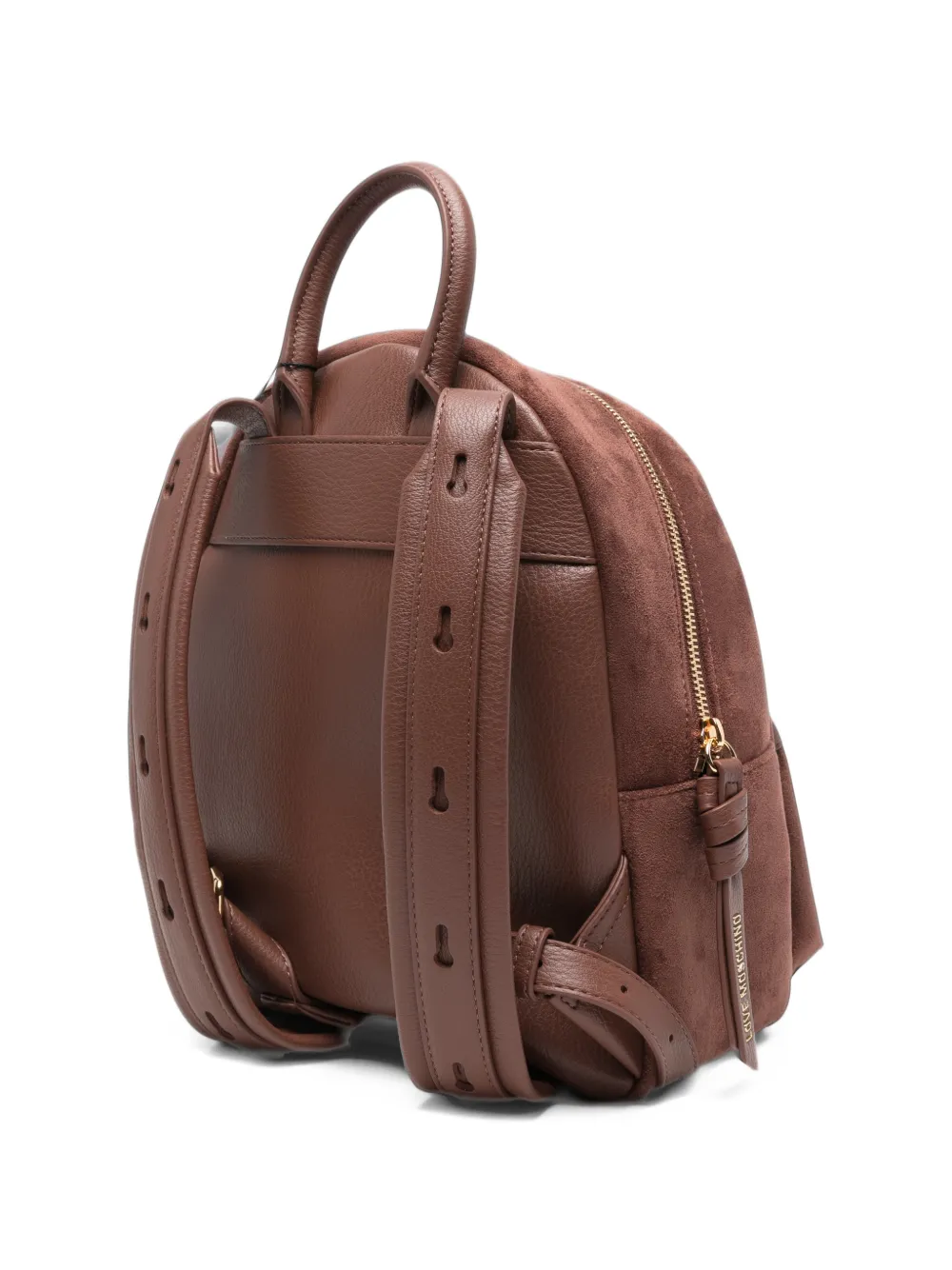 Love Moschino logo-plaque faux-suede backpack Bruin