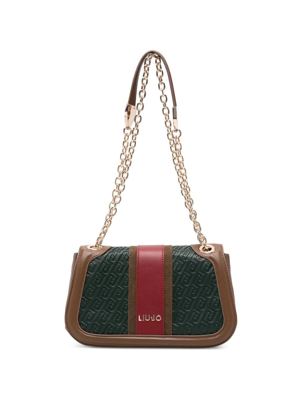 LIU JO monogram-embossed panelled shoulder bag - Verde