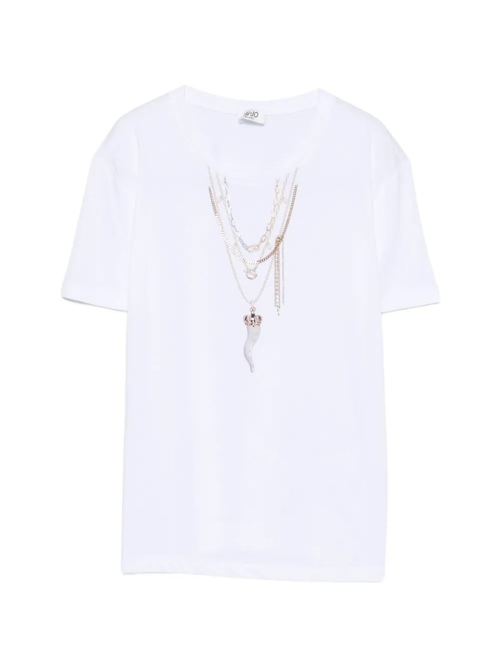 LIU JO graphic-print rhinestone-embellished T-shirt - Bianco