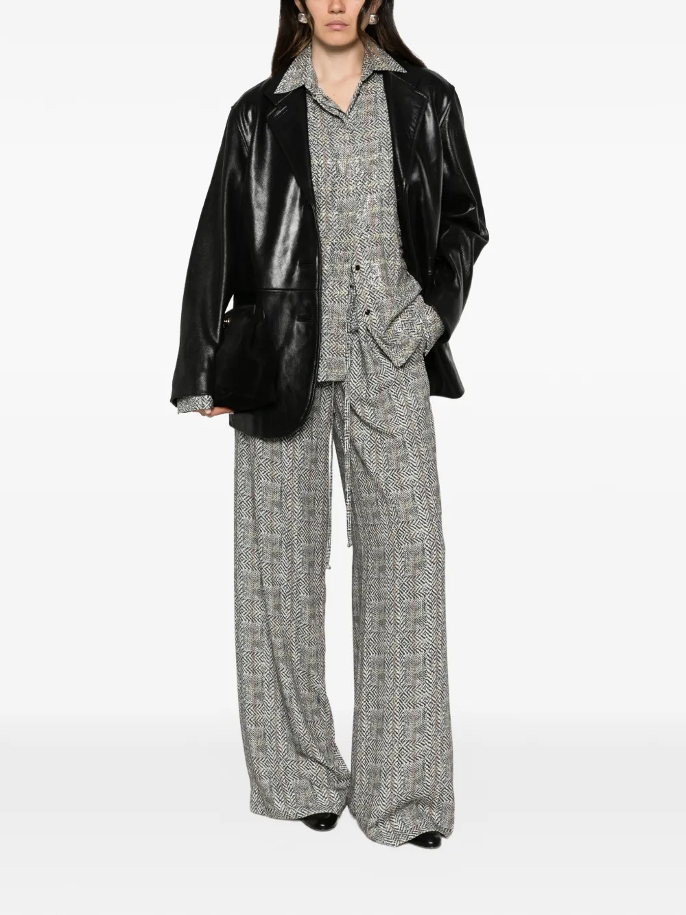 Ermanno Scervino Blouse met visgraatpatroon en verfraaid met pailletten Zwart