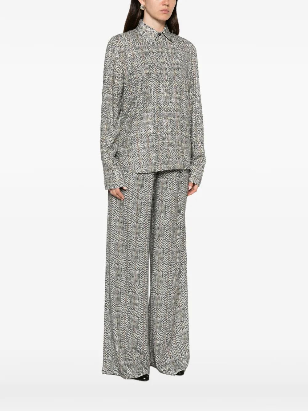 Ermanno Scervino Blouse met visgraatpatroon en verfraaid met pailletten Zwart