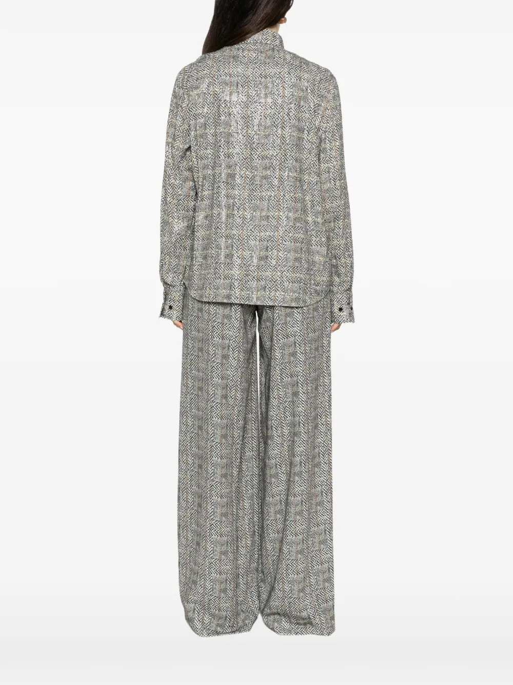 Ermanno Scervino Blouse met visgraatpatroon en verfraaid met pailletten Zwart