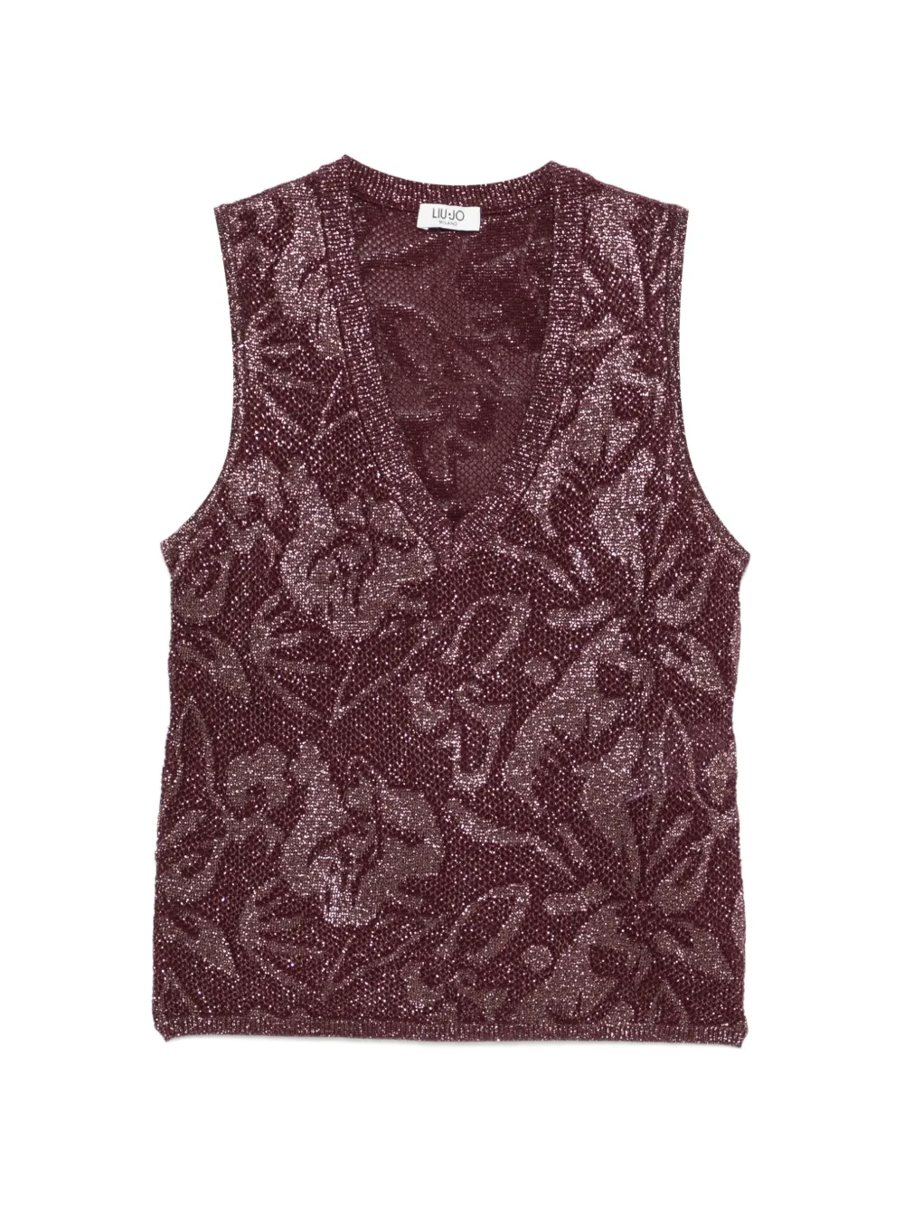 LIU JO floral-jacquard metallic top - Viola