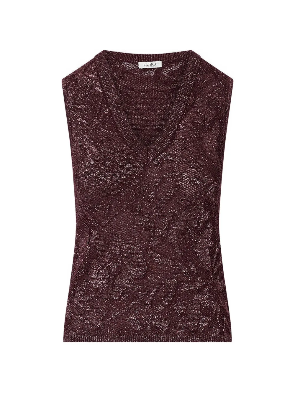 LIU JO floral-jacquard metallic top
