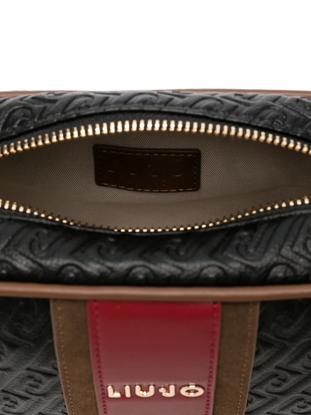 LIU JO Medium crossbodytas met monogram-reliëf en streepdetail Zwart