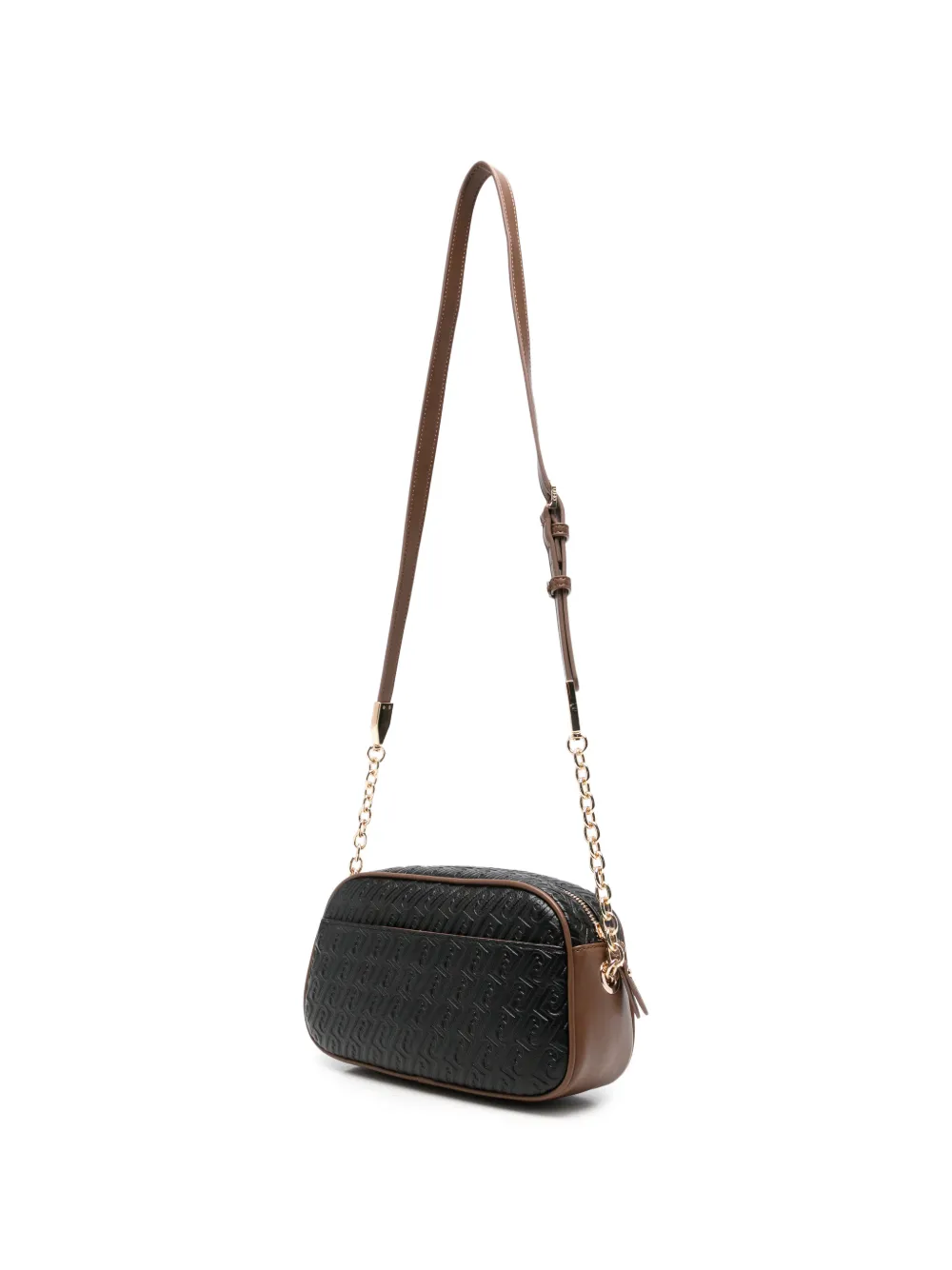 LIU JO Medium crossbodytas met monogram-reliëf en streepdetail Zwart