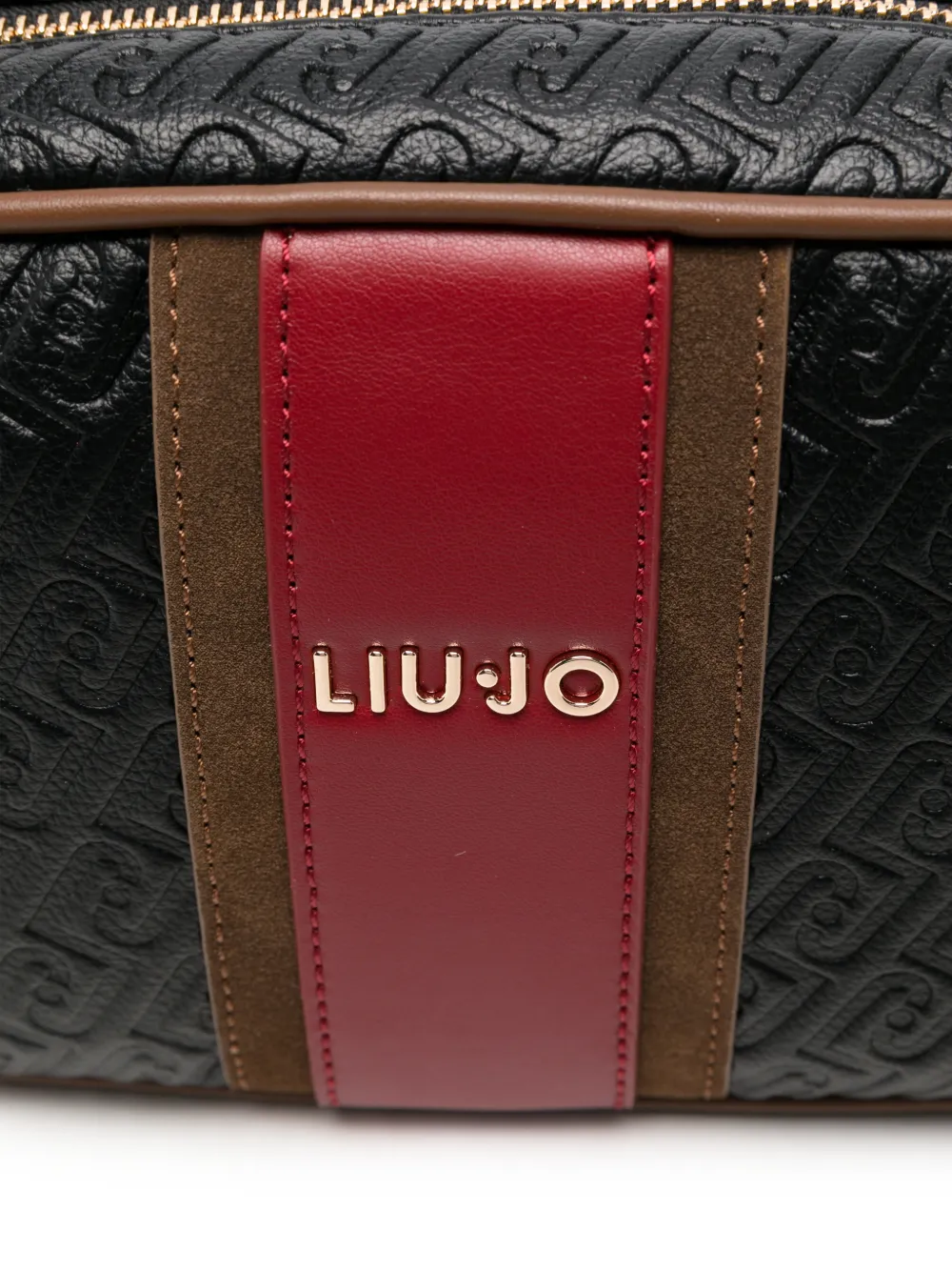 LIU JO Medium crossbodytas met monogram-reliëf en streepdetail Zwart