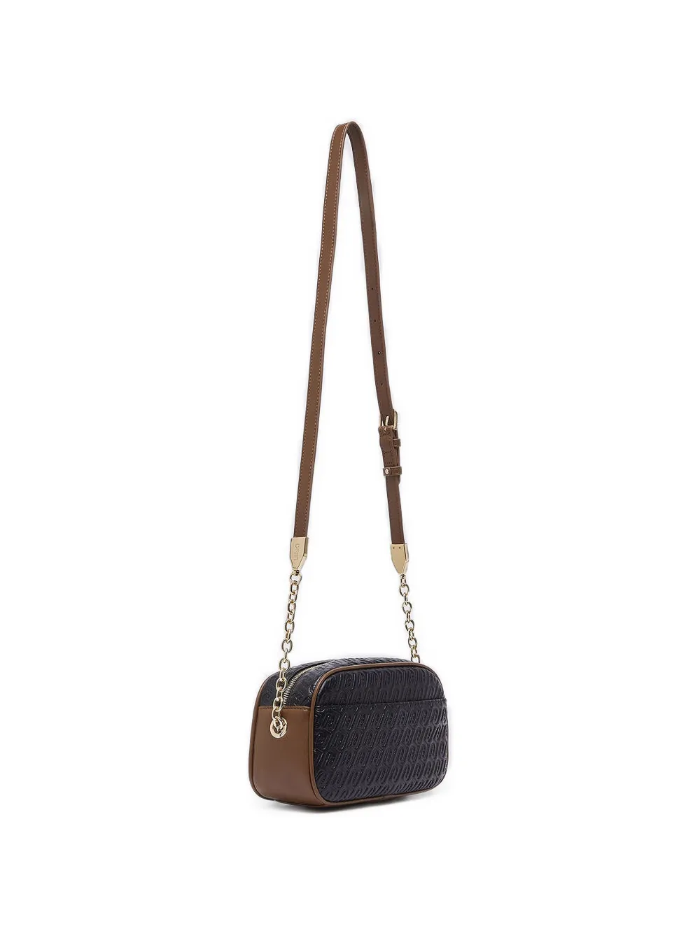 LIU JO Medium crossbodytas met monogram-reliëf en streepdetail Zwart