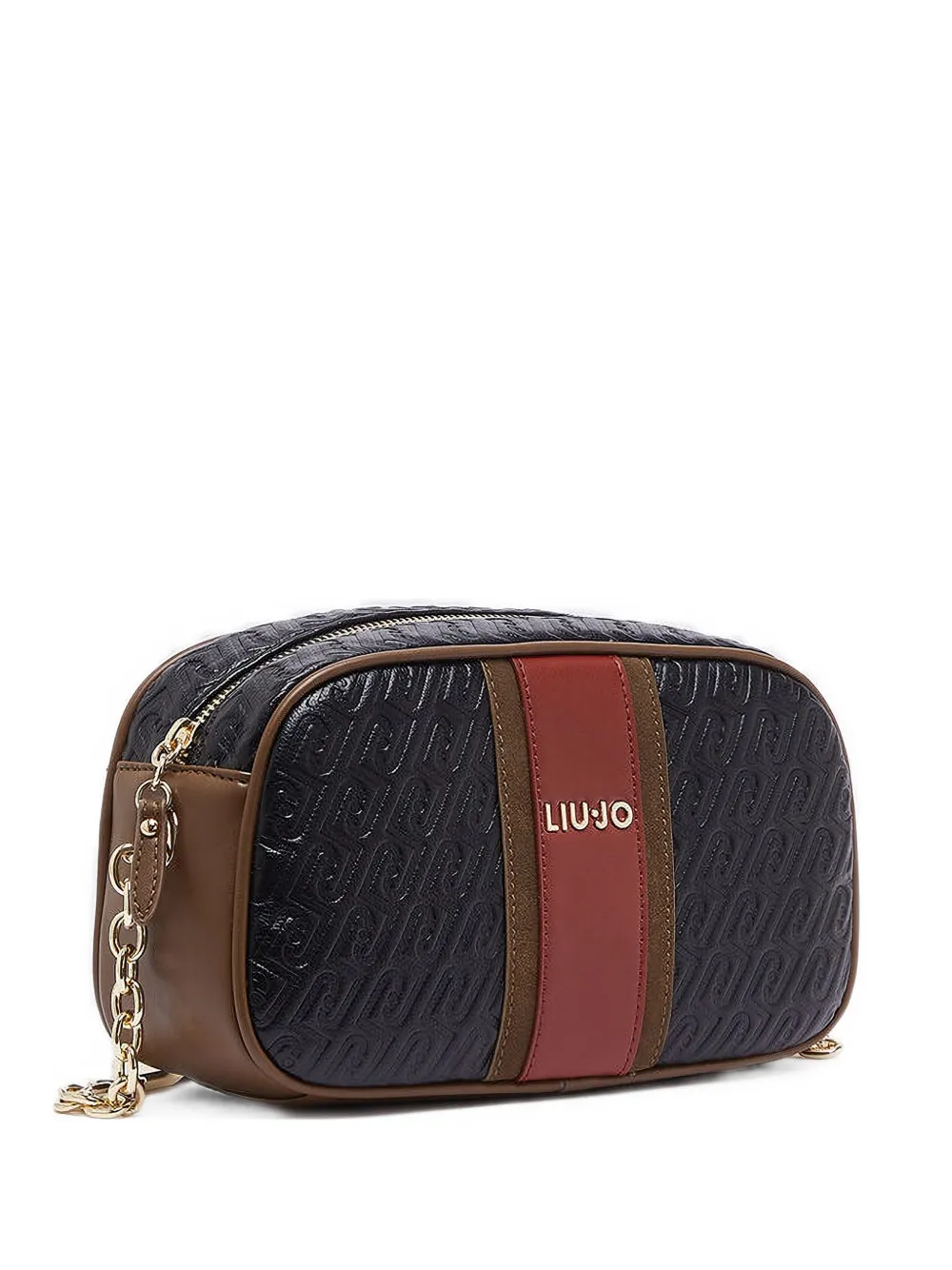 LIU JO medium monogram-embossed stripe-detail cross body bag · OS