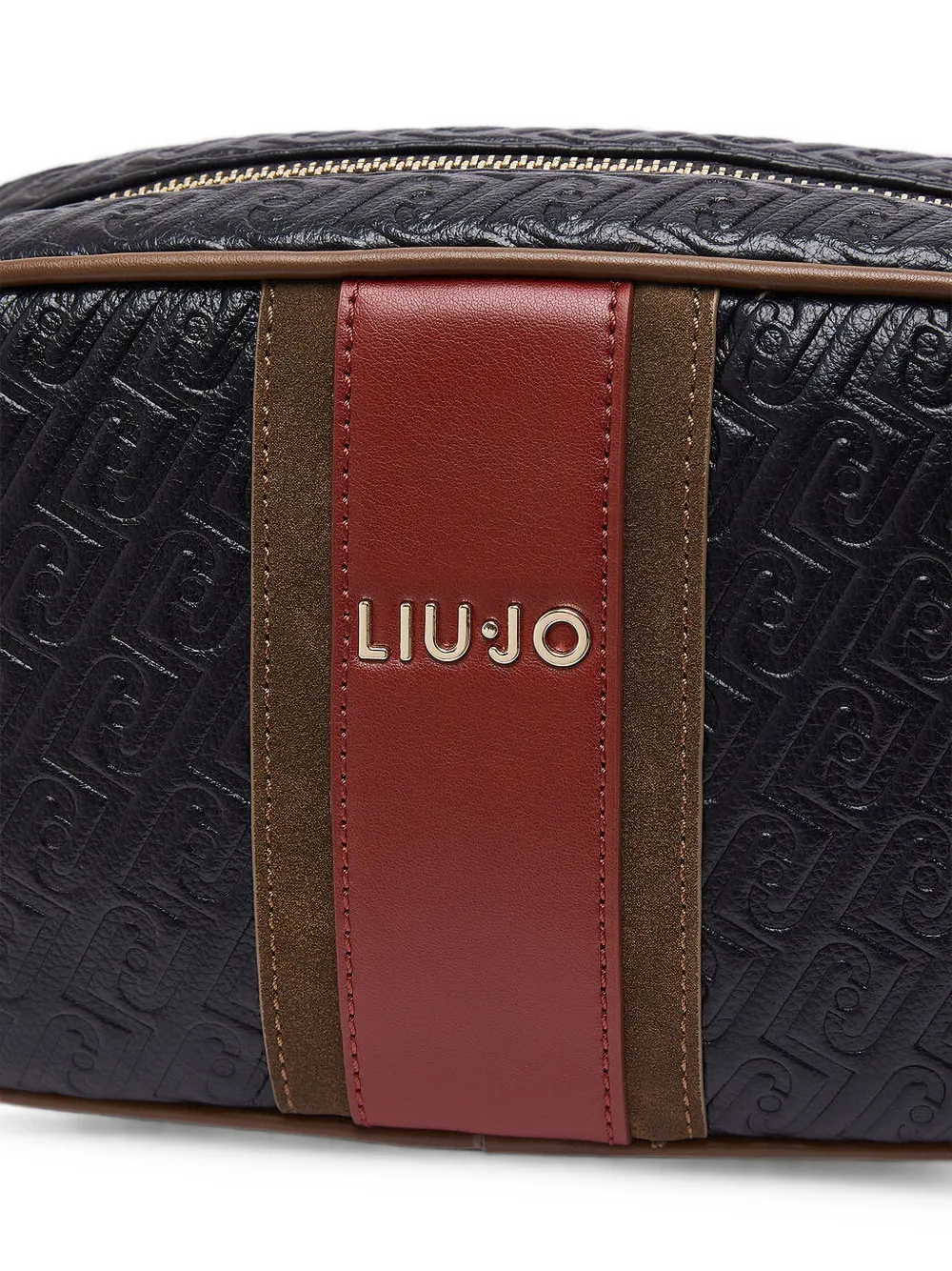 LIU JO Medium crossbodytas met monogram-reliëf en streepdetail Zwart